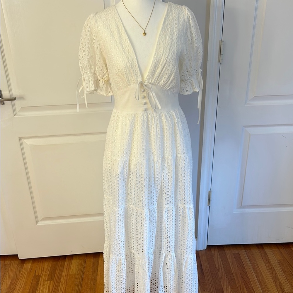 Elegant White Lace Dress Revolve Raissa